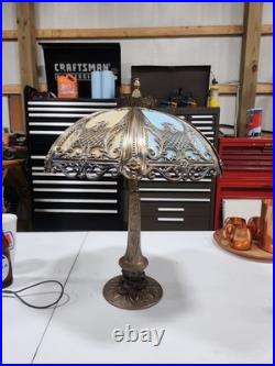Antique Slag Glass Overlay Table Lamp, 25 1/2 Tall Antique Slag Glass Overlay Table Lamp, 25 1/2 Tall