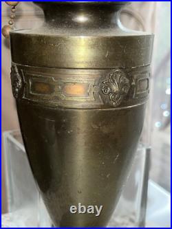 Antique Slag Glass Overlay Table Lamp, 25 1/2 Tall