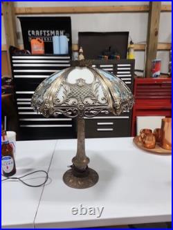 Antique Slag Glass Overlay Table Lamp, 25 1/2 Tall Antique Slag Glass Overlay Table Lamp, 25 1/2 Tall