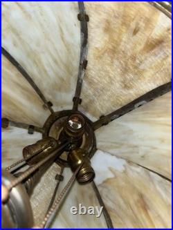 Antique Slag Glass Overlay Table Lamp, 25 1/2 Tall