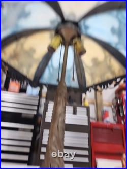 Antique Slag Glass Overlay Table Lamp, 25 1/2 Tall