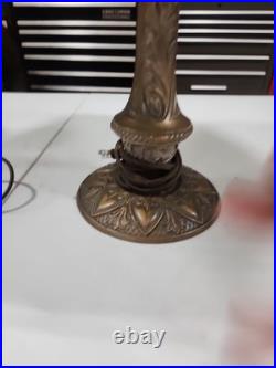 Antique Slag Glass Overlay Table Lamp, 25 1/2 Tall