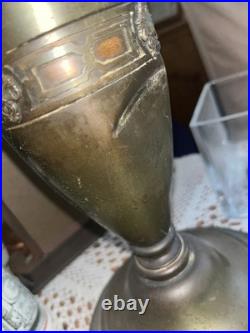 Antique Slag Glass Overlay Table Lamp, 25 1/2 Tall