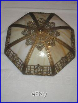 Antique Slag Glass Panel Lamp 8 Bent Panels Slag Glass Table Lamp Antique Slag Glass Panel Lamp 8 Bent Panels Slag Glass Table Lamp