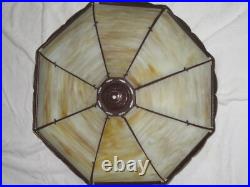 Antique Slag Glass Panel Lamp 8 Panels Smooth Amber Glass