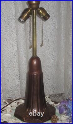 Antique Slag Glass Panel Lamp 8 Panels Smooth Amber Glass
