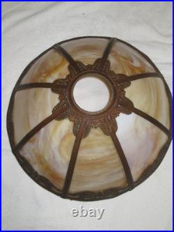 Antique Slag Glass Panel Lamp 8 Panels Smooth Amber Glass Original