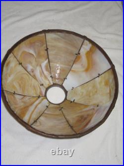 Antique Slag Glass Panel Lamp 8 Panels Smooth Amber Glass Original