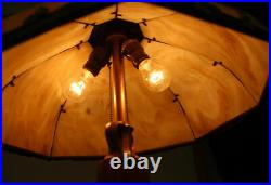Antique Slag Glass Panel Lamp Double Socket Lamp
