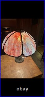 Antique Slag Glass Panel Lamp Shade