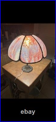 Antique Slag Glass Panel Lamp Shade