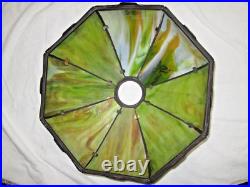 Antique Slag Glass Panel Lamp Unusual Base