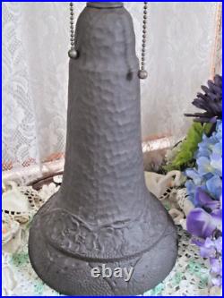 Antique Slag Glass Panel Lamp Unusual Base