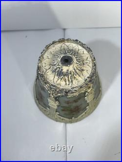 Antique Slag Glass Panel Table Lamp Floral Cast Metal C1910-1930 Art Nouveau Era