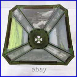 Antique Slag Glass Pictures / National Cash Register Employes Awards Lamp 1922