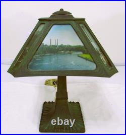 Antique Slag Glass Pictures / National Cash Register Employes Awards Lamp 1922