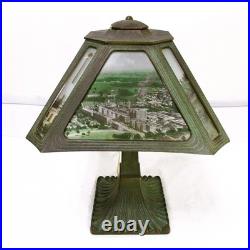 Antique Slag Glass Pictures / National Cash Register Employes Awards Lamp 1922