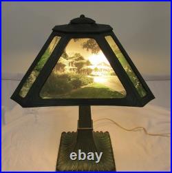 Antique Slag Glass Pictures / National Cash Register Employes Awards Lamp 1922