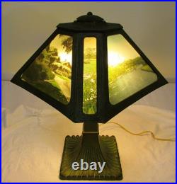 Antique Slag Glass Pictures / National Cash Register Employes Awards Lamp 1922