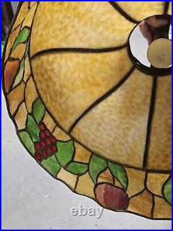 Antique Slag Glass Shade Chandelier Fruit Design Bradley Hubbard Miller 20