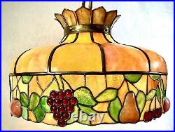 Antique Slag Glass Shade Chandelier Fruit Design Bradley Hubbard, Miller Era