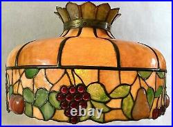 Antique Slag Glass Shade Chandelier Fruit Design Bradley Hubbard, Miller Era