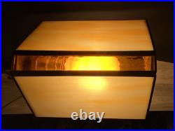 Antique Slag Glass Swivel Cased Stained Glass Shade Banker's Desk Lamp Brass