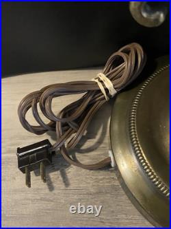 Antique Slag Glass Swivel Cased Stained Glass Shade Banker's Desk Lamp Brass