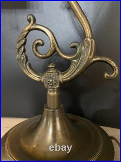 Antique Slag Glass Swivel Cased Stained Glass Shade Banker's Desk Lamp Brass