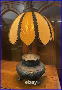 Antique Slag Glass Table Lamp