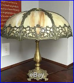 Antique Slag Glass Table Lamp