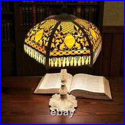 Antique Slag Glass Table Lamp