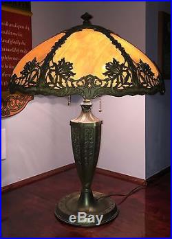 Antique Slag Glass Table Lamp