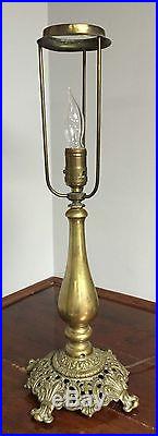 Antique Slag Glass Table Lamp