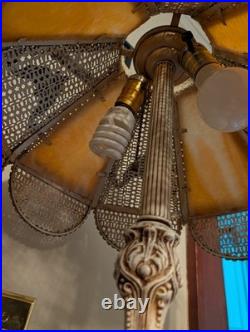 Antique Slag Glass Table Lamp