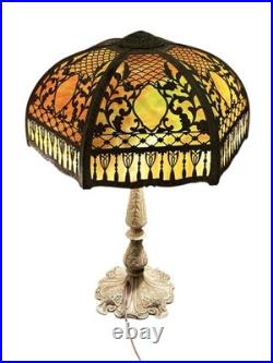 Antique Slag Glass Table Lamp
