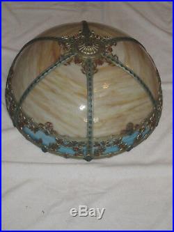 Antique Slag Glass Table Lamp 12 Panels