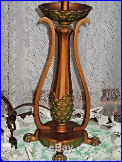 Antique Slag Glass Table Lamp 12 Panels