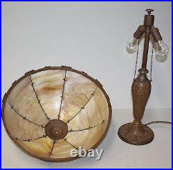 Antique Slag Glass Table Lamp 18? Diameter