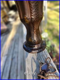 Antique Slag Glass Table Lamp 8 Panel 24