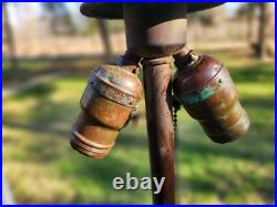 Antique Slag Glass Table Lamp 8 Panel 24