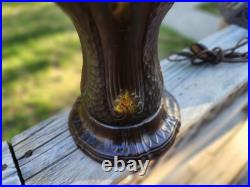 Antique Slag Glass Table Lamp 8 Panel 24