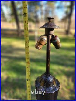 Antique Slag Glass Table Lamp 8 Panel 24