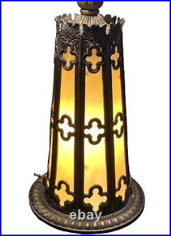 Antique Slag Glass Table Lamp Base base illuminates