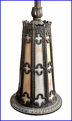 Antique Slag Glass Table Lamp Base base illuminates