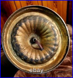 Antique Slag Glass Table Lamp Heavy Cast Shade Frame