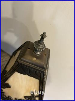 Antique Slag Glass Table Lamp Miller Dutch Windmill Shade Art Nouveau Style