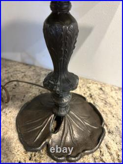 Antique Slag Glass Table Lamp Miller Dutch Windmill Shade Art Nouveau Style