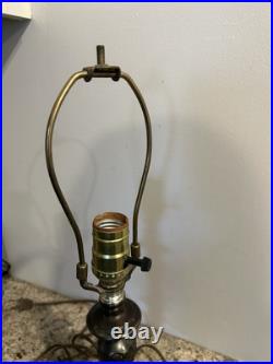 Antique Slag Glass Table Lamp Miller Dutch Windmill Shade Art Nouveau Style