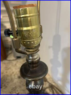 Antique Slag Glass Table Lamp Miller Dutch Windmill Shade Art Nouveau Style
